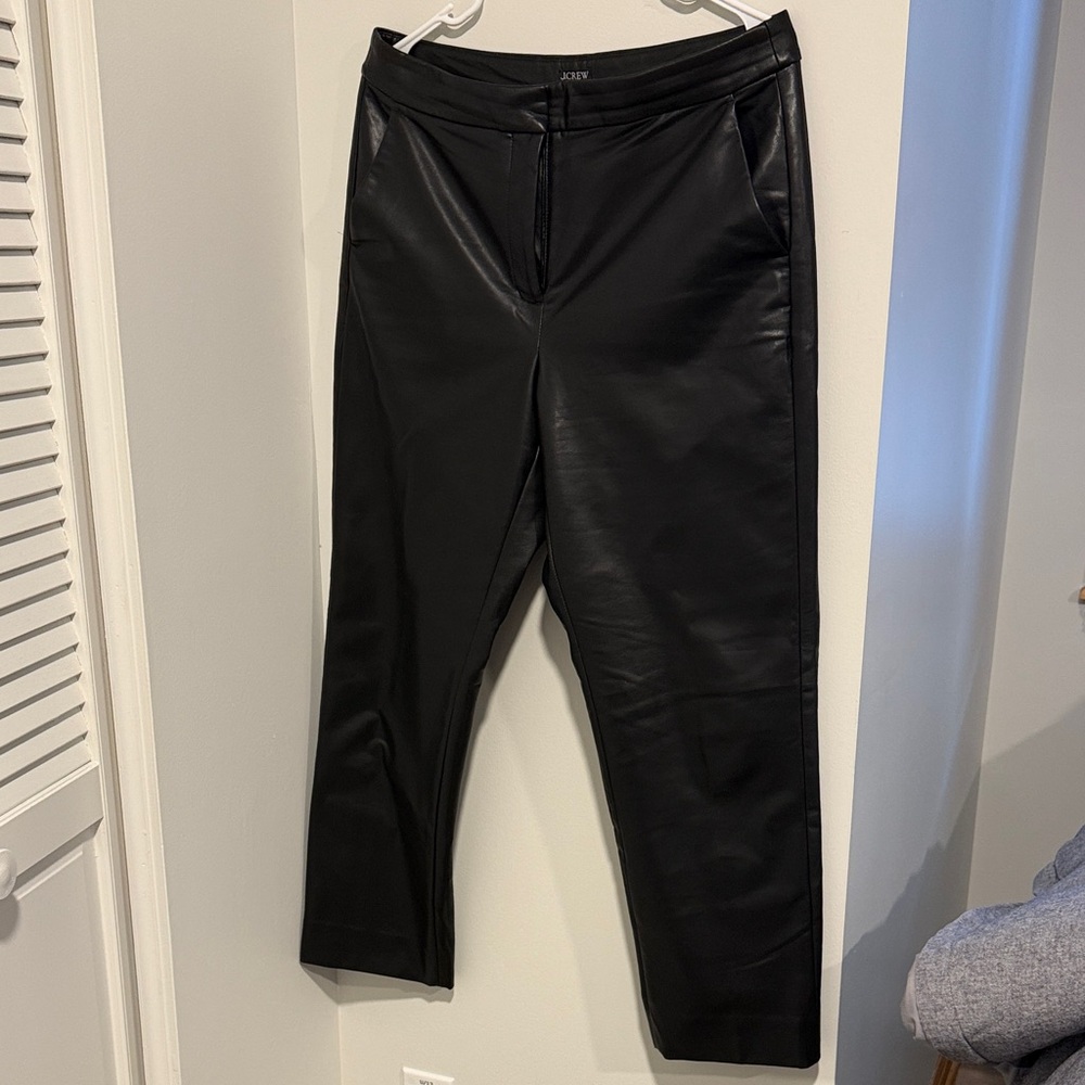 J. Crew Kate Black Faux Leather Pants size 10